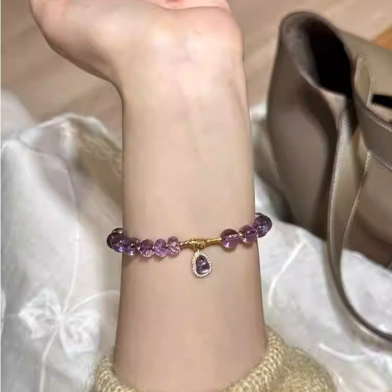 Amethyst Gourd Blessing Bracelet — worn on the wrist