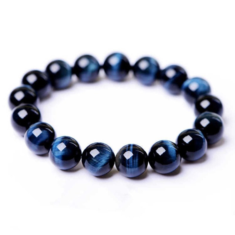 Blue Tiger Eye Courage Bracelet — close-up bead detail