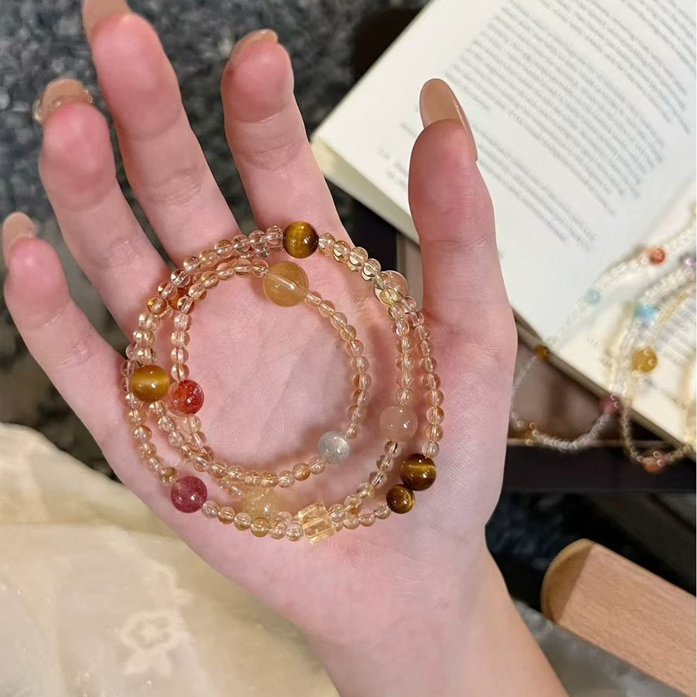 Golden Citrine Triple-Wrap Abundance Bracelet