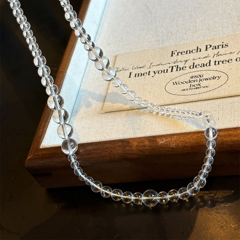 Gradient White Crystal Necklace — close-up bead detail