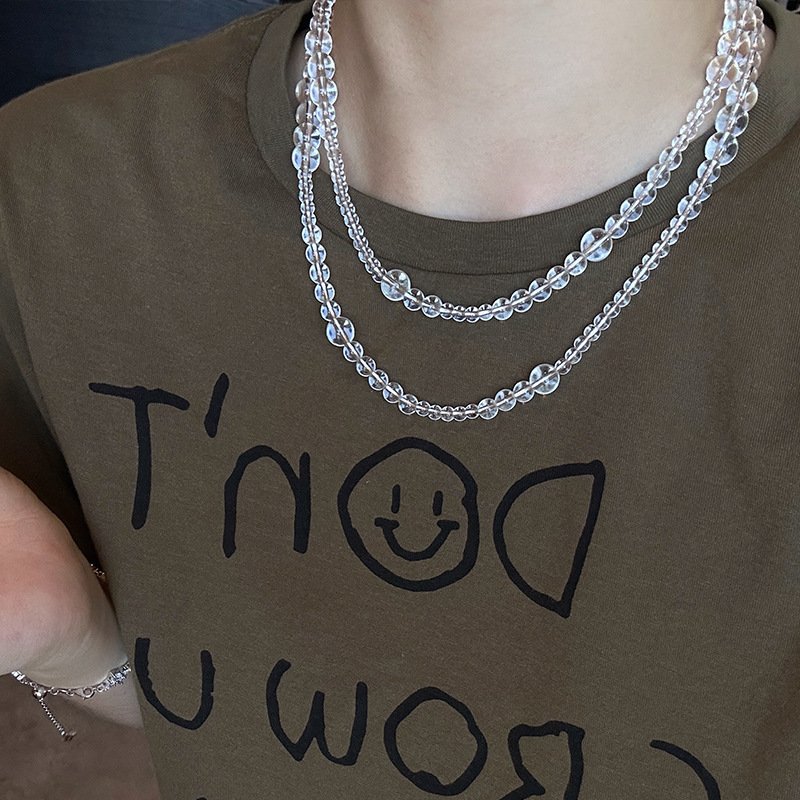 Gradient White Crystal Necklace — worn on the wrist