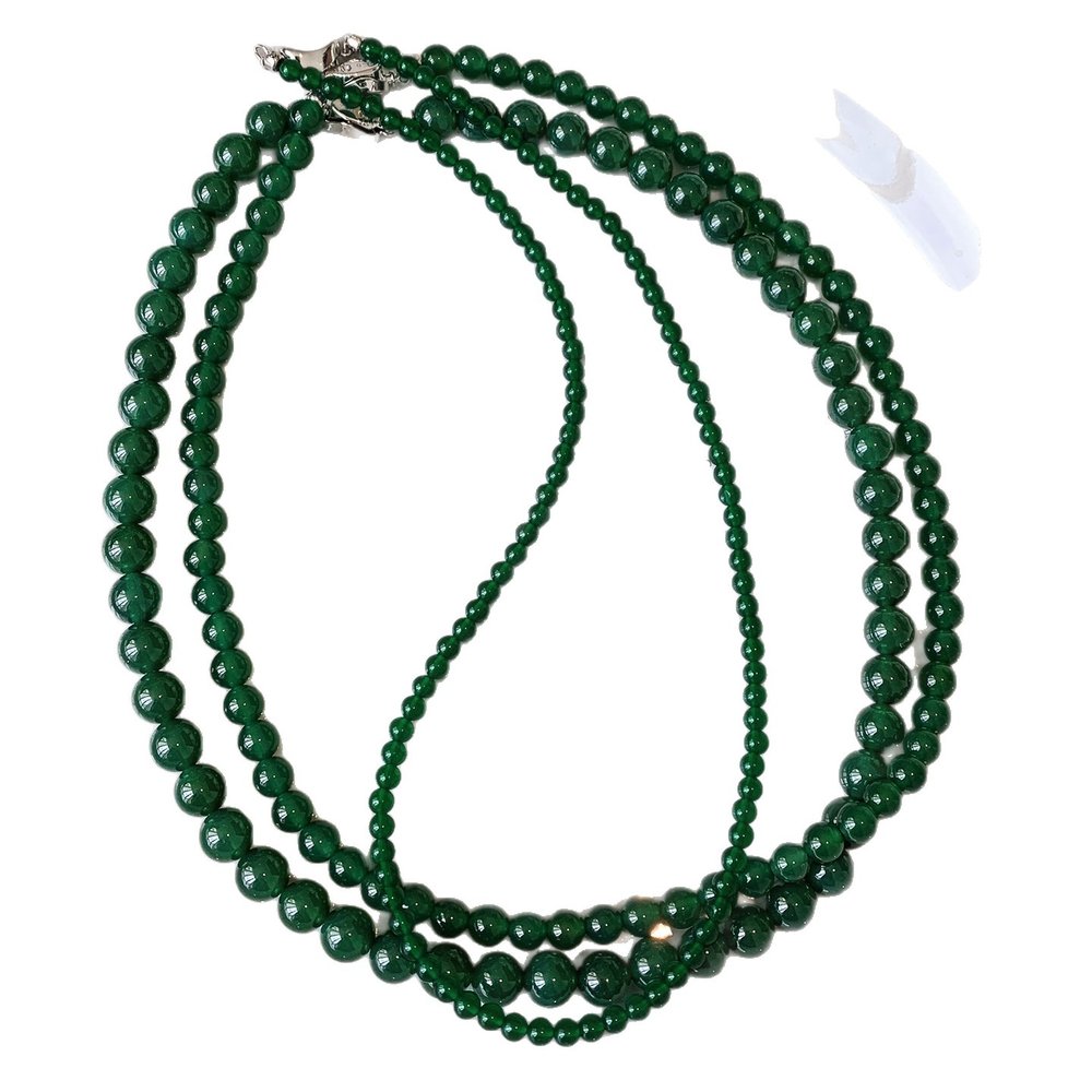 Green Agate Beaded Strand Necklace