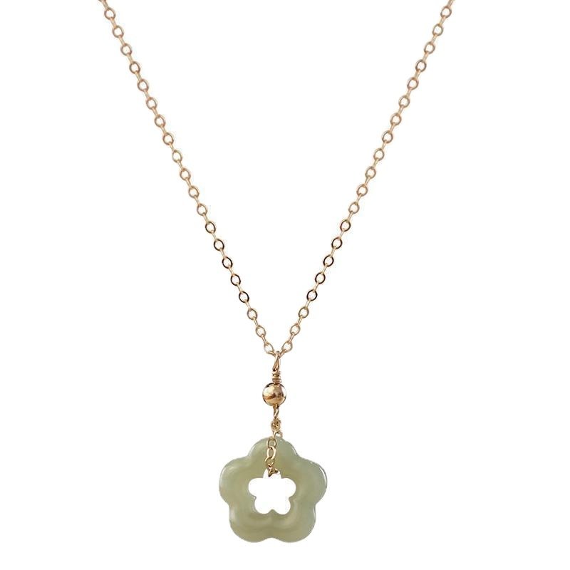 Hetian Jade Blossom Pendant Necklace