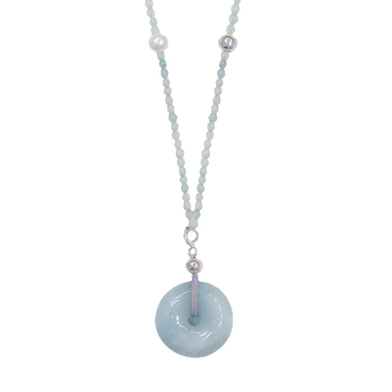 Green Jade Peace Buckle Pendant Necklace