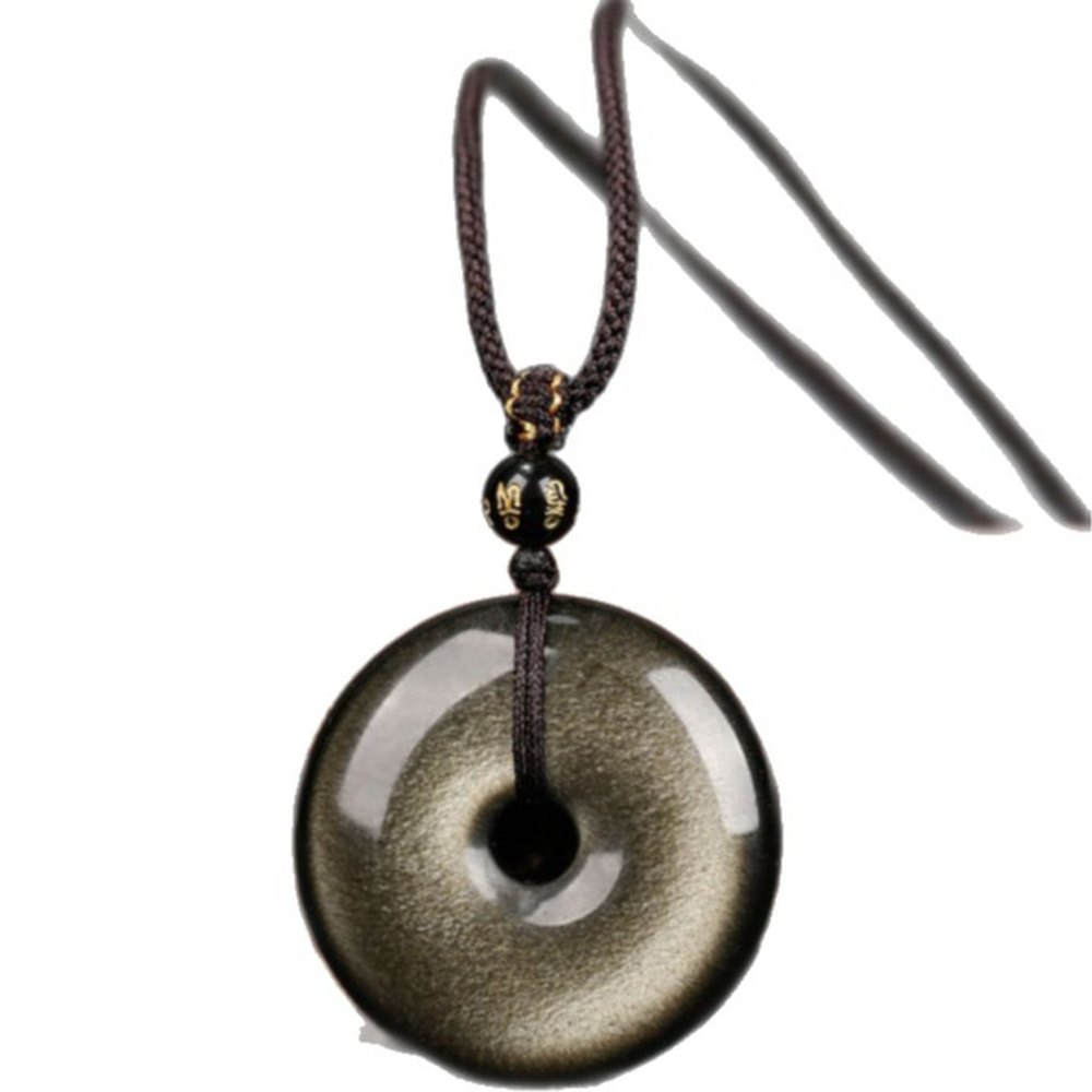 Silver Sheen Obsidian Peace Buckle Necklace