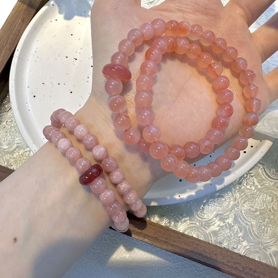 Red Chalcedony Serenity Bracelet — close-up bead detail