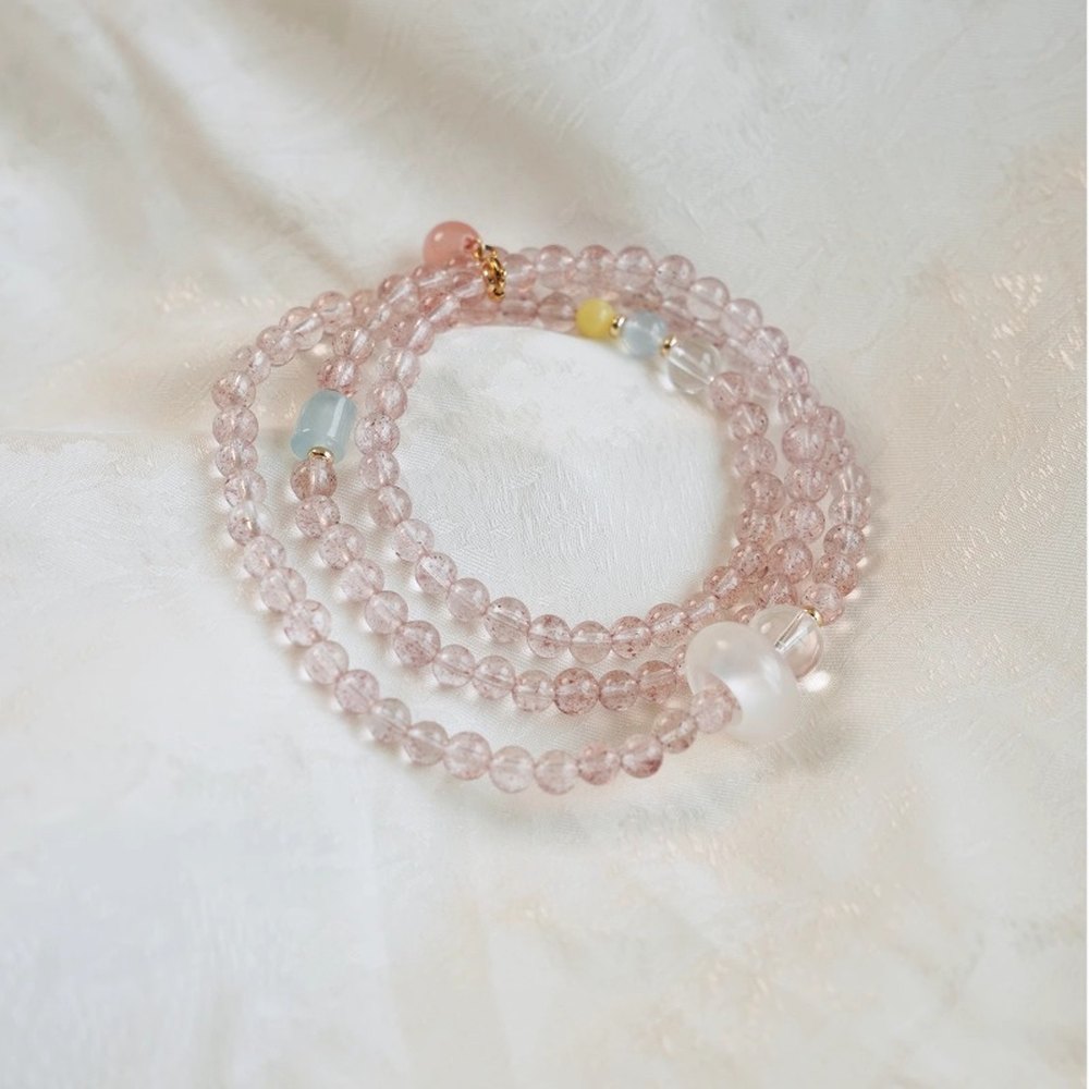 Strawberry Quartz Pixiu Wrap Bracelet