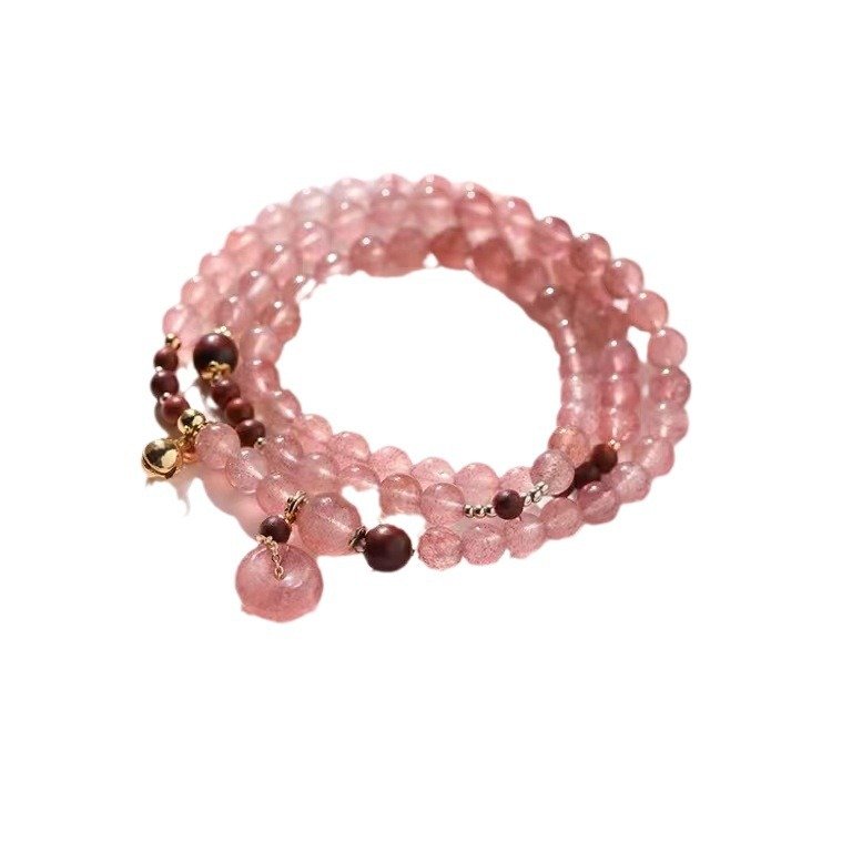 Triple-Wrap Strawberry Quartz Bracelet — New Arrival