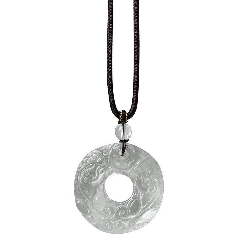 White Crystal Twin Pixiu Peace Buckle Necklace