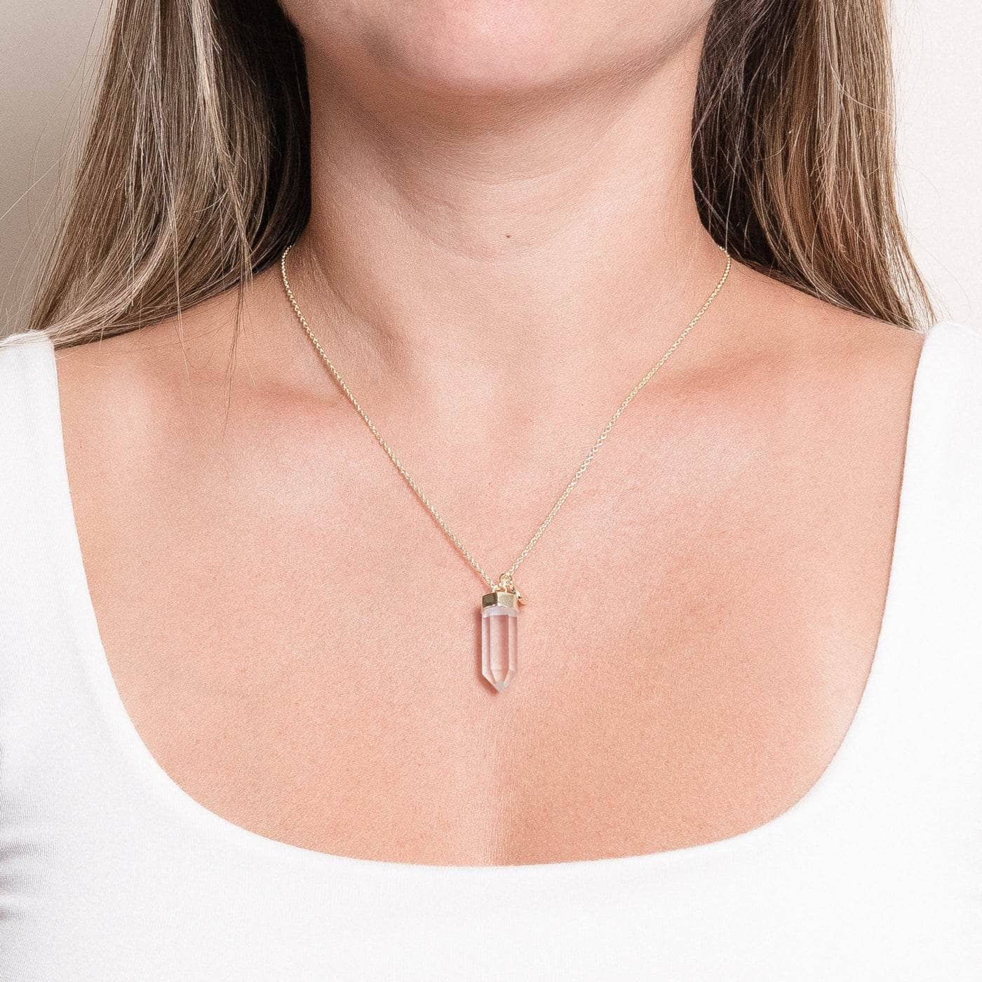 Clear Quartz Crystal Moon Necklace