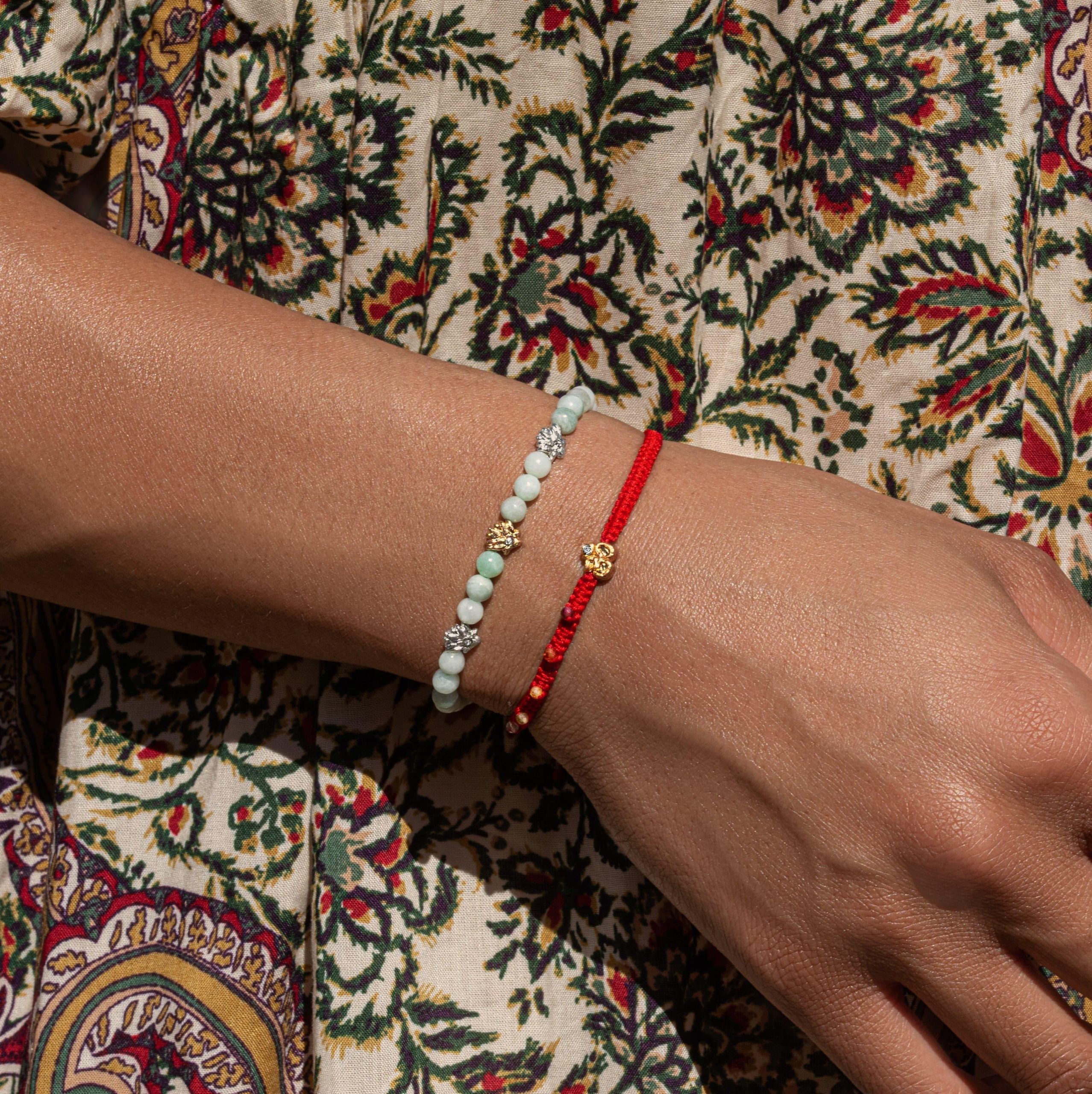 Green Jade Lotus Blessing Bracelet